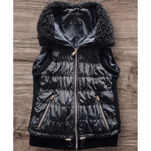 CALVIN KLEIN Performance Down Puffer Vest Women’s Size Small Premium Black - Picture 1 of 10